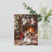 ペット歓迎の不動産クリスマス犬 ポストカード (スタンド正面)