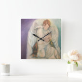 ペット正方形の柱時計を持つ守り神の男の子 スクエア壁時計 (ホーム)