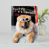 ペット毛皮と明るい金ゴールドドットフォイルホリデーカード 箔シーズンカード (立ち正面)