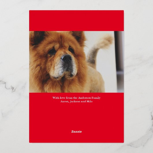 ペット毛皮と明るい金ゴールドドットフォイルホリデーカード 箔シーズンカード (裏面)