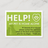 ペット気にの緊急時の情報 コーリングカード (正面)