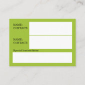 ペット気にの緊急時の情報 コーリングカード (裏面)