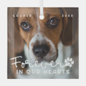 ペット永遠に私たちのハートモダン写真 ガラスオーナメント (正面)