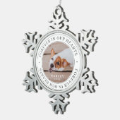 ペット永遠に私たちのハートモダン写真 スノーフレークピューターオーナメント (右)