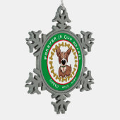 ペット永遠に私たちのハートモダン写真 スノーフレークピューターオーナメント (左)