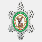 ペット永遠に私たちのハートモダン写真 スノーフレークピューターオーナメント (右)