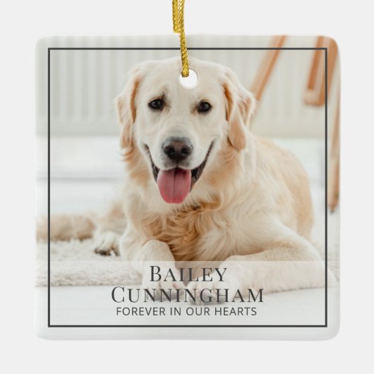ペット永遠に私たちのハート写真記念 セラミックオーナメント (正面)