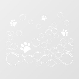 ペット洗い泡の白い色の輪郭 ウィンドウサイン