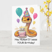 ペット爬虫類 #4 からの面白いヘビの誕生日祝い カード (黄色い花)