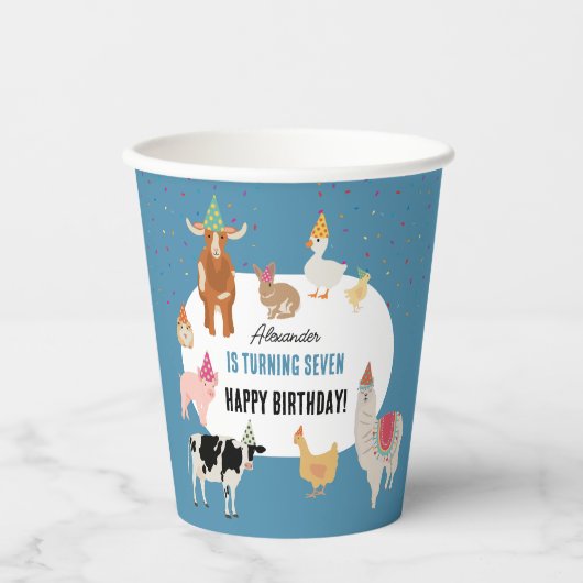 ペット牧場パーティー 動物 牧場 誕生日 男の子 紙コップ (正面)