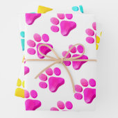 ペット犬ねこピンクイエローブルーおもしろい ラッピングペーパーシート (インサイチュ)