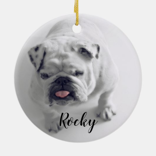 ペット犬のクリスマスに写真を追加 セラミックオーナメント (裏面)