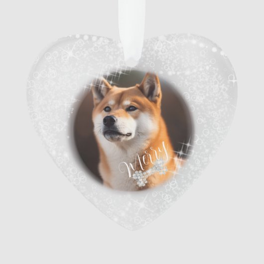 ペット犬のクリスマスシルバー オーナメント (正面)