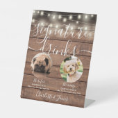 ペット犬のシグネチャードリンクストリングライトウ素朴ンド 台座サイン (正面)