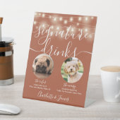 ペット犬のシグネチャードリンクストリングライトテラコッタ 台座サイン (インサイチュ)