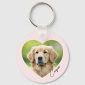 ペット犬の写真の中のハートの名前ピンク キーホルダー (裏面)