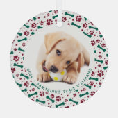 ペット犬の写真の手のプリントのパーソナライズされたクリスマス ガラスオーナメント (裏面)
