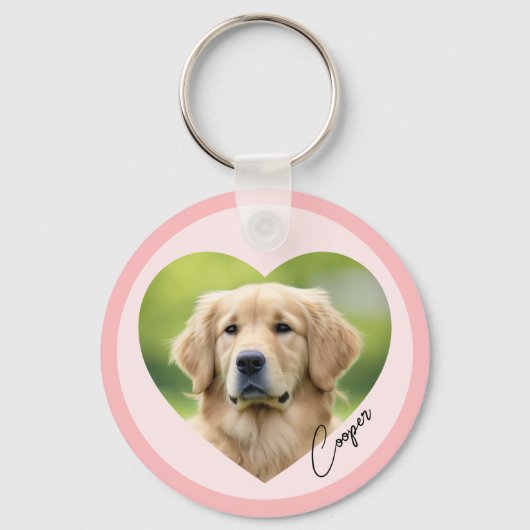 ペット犬の写真ハートの中にピンクの名前を付け縁どた キーホルダー (裏面)
