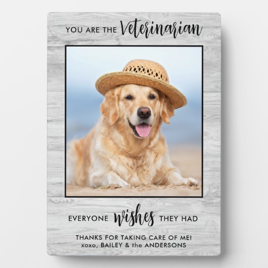 ペット犬の写真パーソナライズされた獣医ありがとう フォトプラーク (正面)