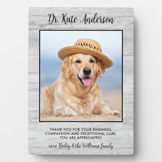 ペット犬の写真パーソナライズされた獣医ありがとう フォトプラーク (正面)