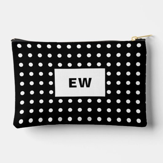 ペット犬の写真名イニシャル白黒 アクセサリーポーチ (裏面)