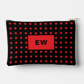 ペット犬の写真名イニシャル黒の赤 アクセサリーポーチ (裏面)