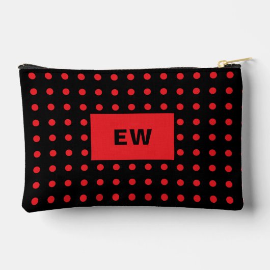 ペット犬の写真名イニシャル黒の赤 アクセサリーポーチ (裏面)