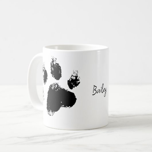 ペット犬の前足と名前をカスタムする コーヒーマグカップ (正面左)
