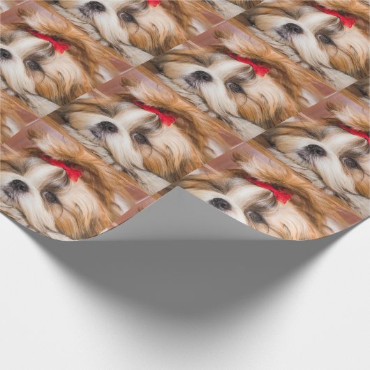 ペット犬の子犬のカスタム写真パターン ラッピングペーパー (角)