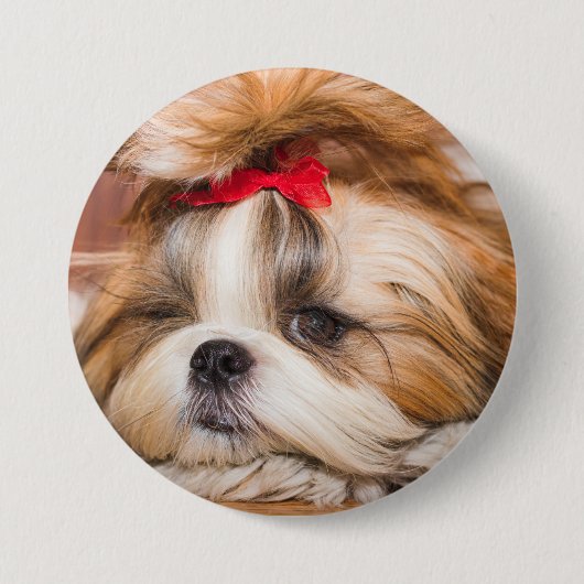 ペット犬の子犬のカスタム写真 缶バッジ (正面)