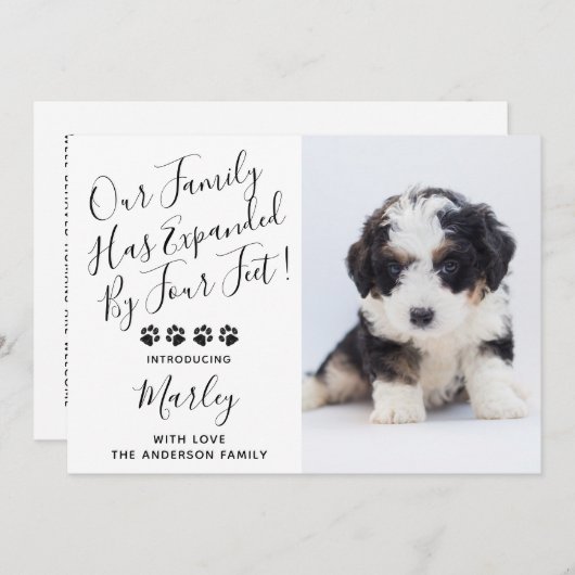 ペット犬の子犬の新しいシャワー 招待状 (正面/裏面)