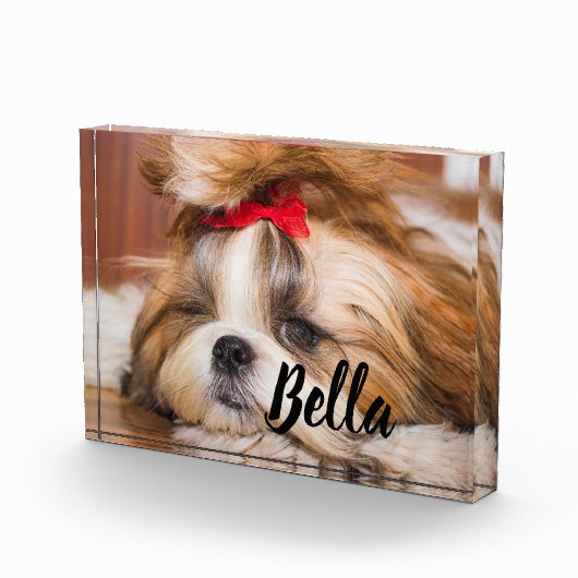 ペット犬の子犬カスタムの写真と名前 フォトブロック (右)