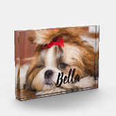 ペット犬の子犬カスタムの写真と名前 フォトブロック (左)