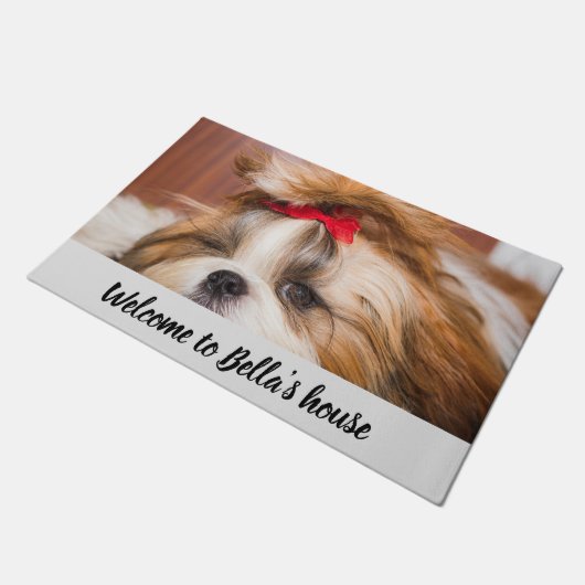 ペット犬の子犬カスタムの写真カスタマイズの名前 ドアマット (アングル)