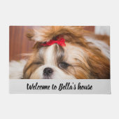 ペット犬の子犬カスタムの写真カスタマイズの名前 ドアマット (正面)