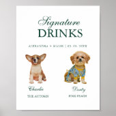 ペット犬の書道サイン ドリンク ウェディングサイン ポスター (正面)