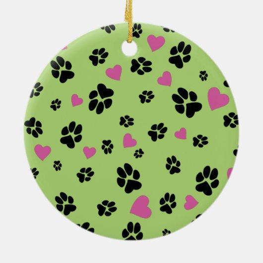 ペット犬の漫画カスタムの写真ポープリント緑 セラミックオーナメント (裏面)