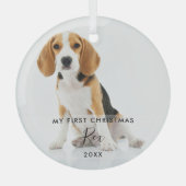 ペット犬の猫の写真マイ初めてのクリスマス ガラスオーナメント (正面)