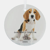 ペット犬の猫の写真マイ初めてのクリスマス ガラスオーナメント (裏面)