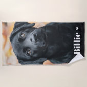ペット犬の猫の写真名ハート ビーチタオル (正面)
