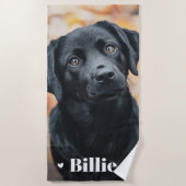 ペット犬の猫の写真名ハート ビーチタオル (正面)