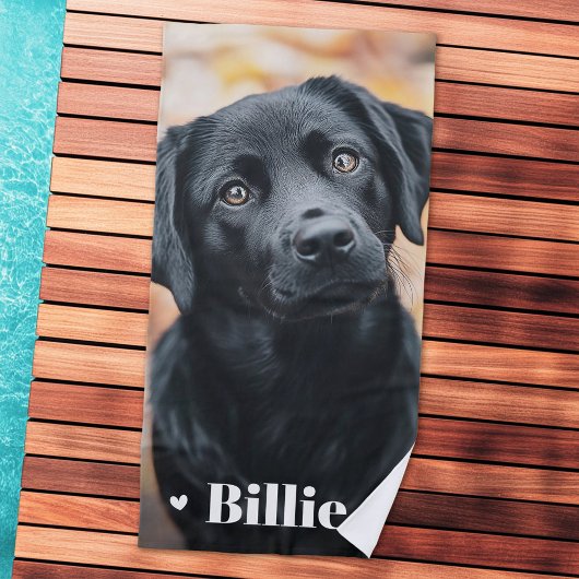 ペット犬の猫の写真名ハート ビーチタオル