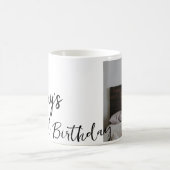 ペット犬の猫の動物の誕生日の写真モダンシンプル コーヒーマグカップ (中央)