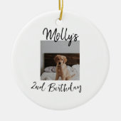 ペット犬の猫の動物の誕生日の写真モダンシンプル セラミックオーナメント (正面)