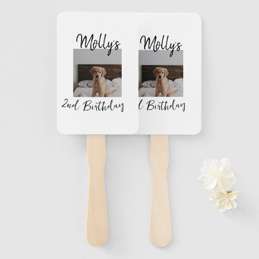 ペット犬の猫の動物の誕生日の写真モダンシンプル ハンドファン (正面&裏面)