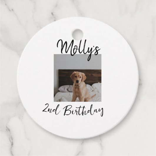 ペット犬の猫の動物の誕生日の写真モダンシンプル フェイバータグ (正面)