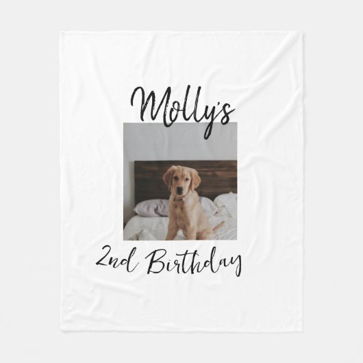 ペット犬の猫の動物の誕生日の写真モダンシンプル フリースブランケット (正面)