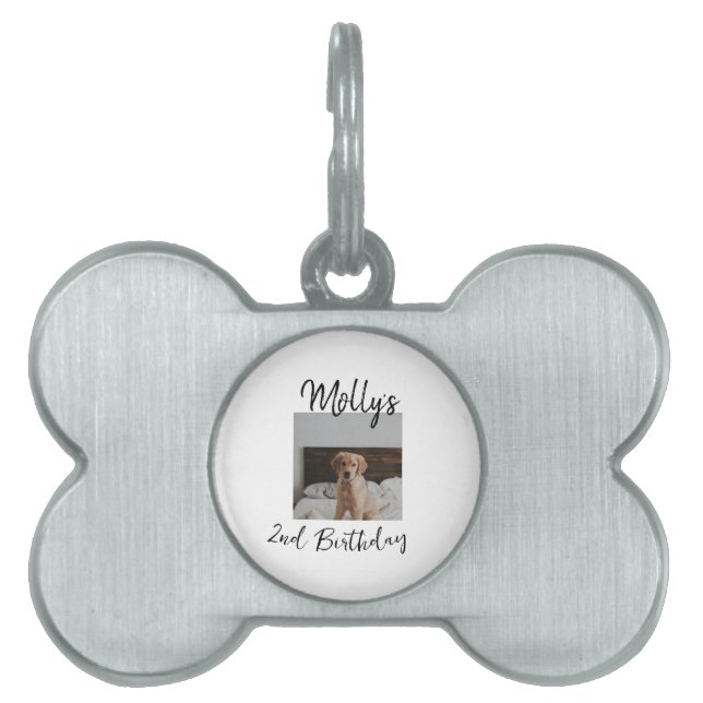 ペット犬の猫の動物の誕生日の写真モダンシンプル ペットネームタグ (正面)