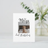 ペット犬の猫の動物の誕生日の写真モダンシンプル ポストカード (スタンド正面)