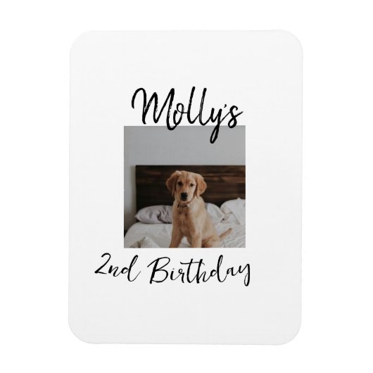 ペット犬の猫の動物の誕生日の写真モダンシンプル マグネット (縦)